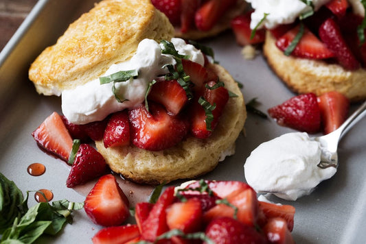 Fresh Strawberry Shortcake with Fresh Mint & Champagne Balsamic