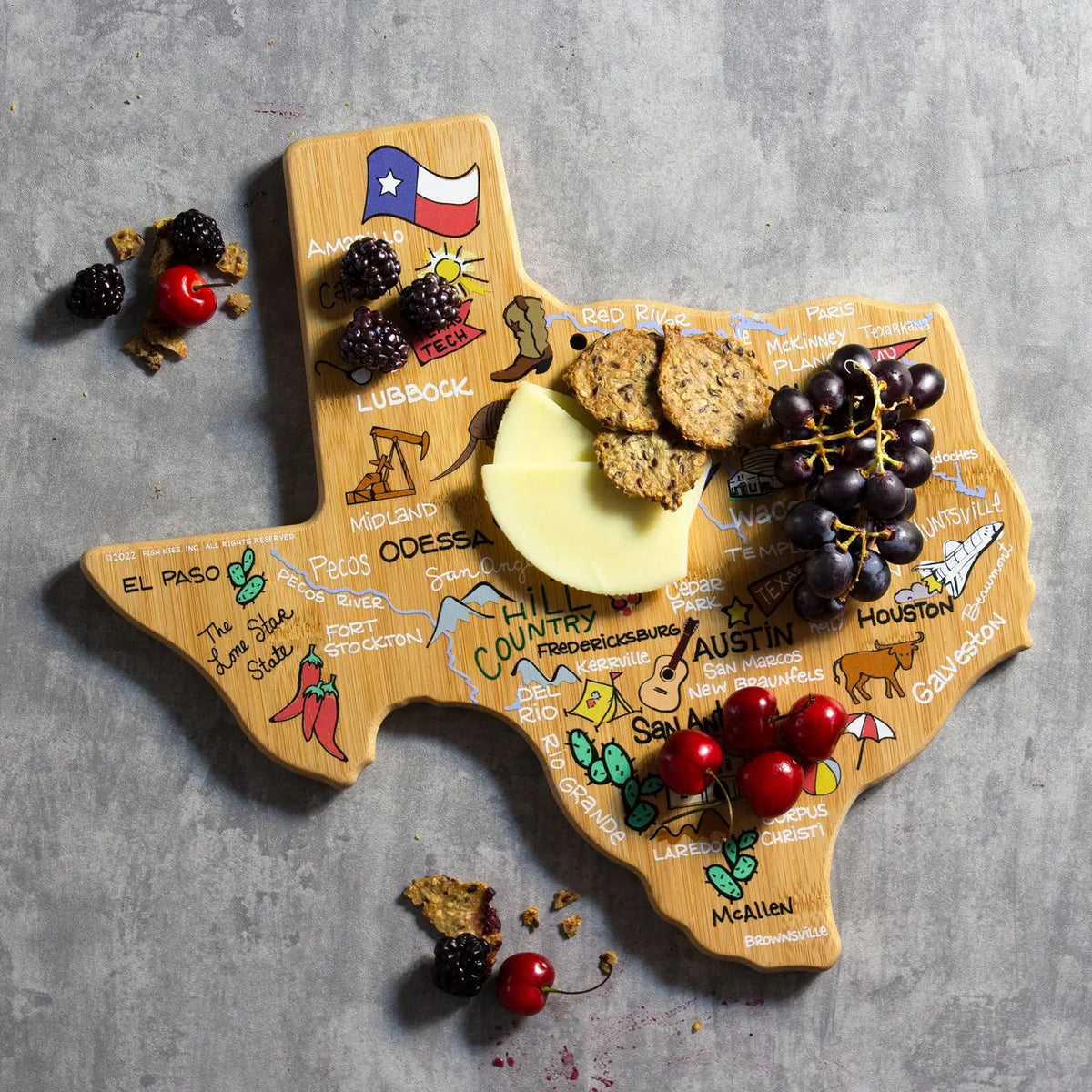 Texas Cutting Board with Artwork By Fish Kiss™