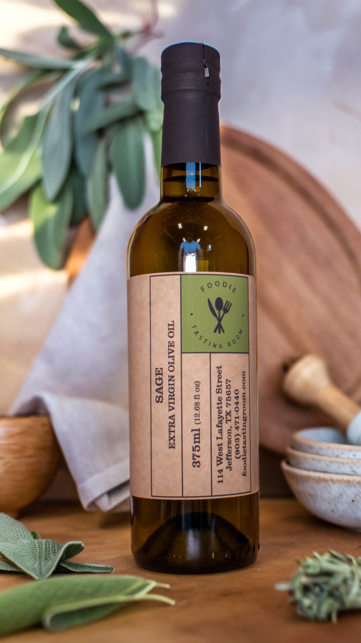 SAGE Infused First Cold Pressed Extra Virgin Olive Oil (EVOO)