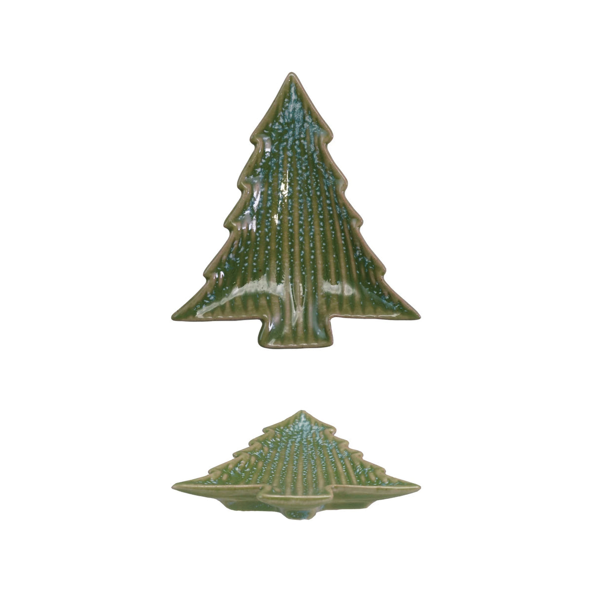 Stoneware Ribbed Tree Shaped Plate