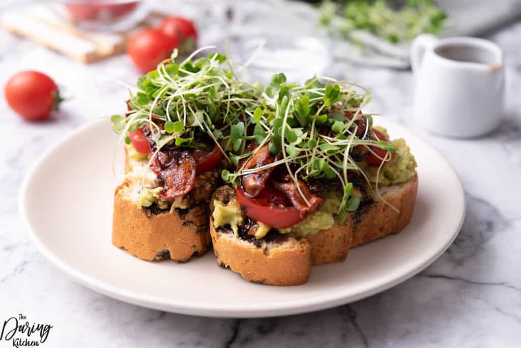 Smoked Salmon and Avocado Toast with Microgreens