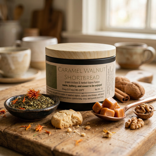 Caramel Walnut Shortbread - green rooibos herbal tisane fusion