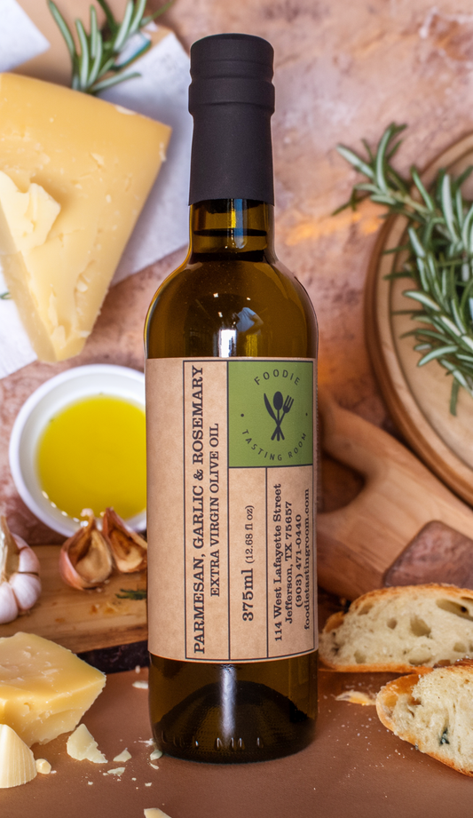 PARMESAN GARLIC & ROSEMARY Infused First Cold Pressed Extra Virgin Olive Oil (EVOO)
