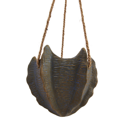 Hanging Stoneware Planter w/ Jute Rope Hanger, Reactive Glaze