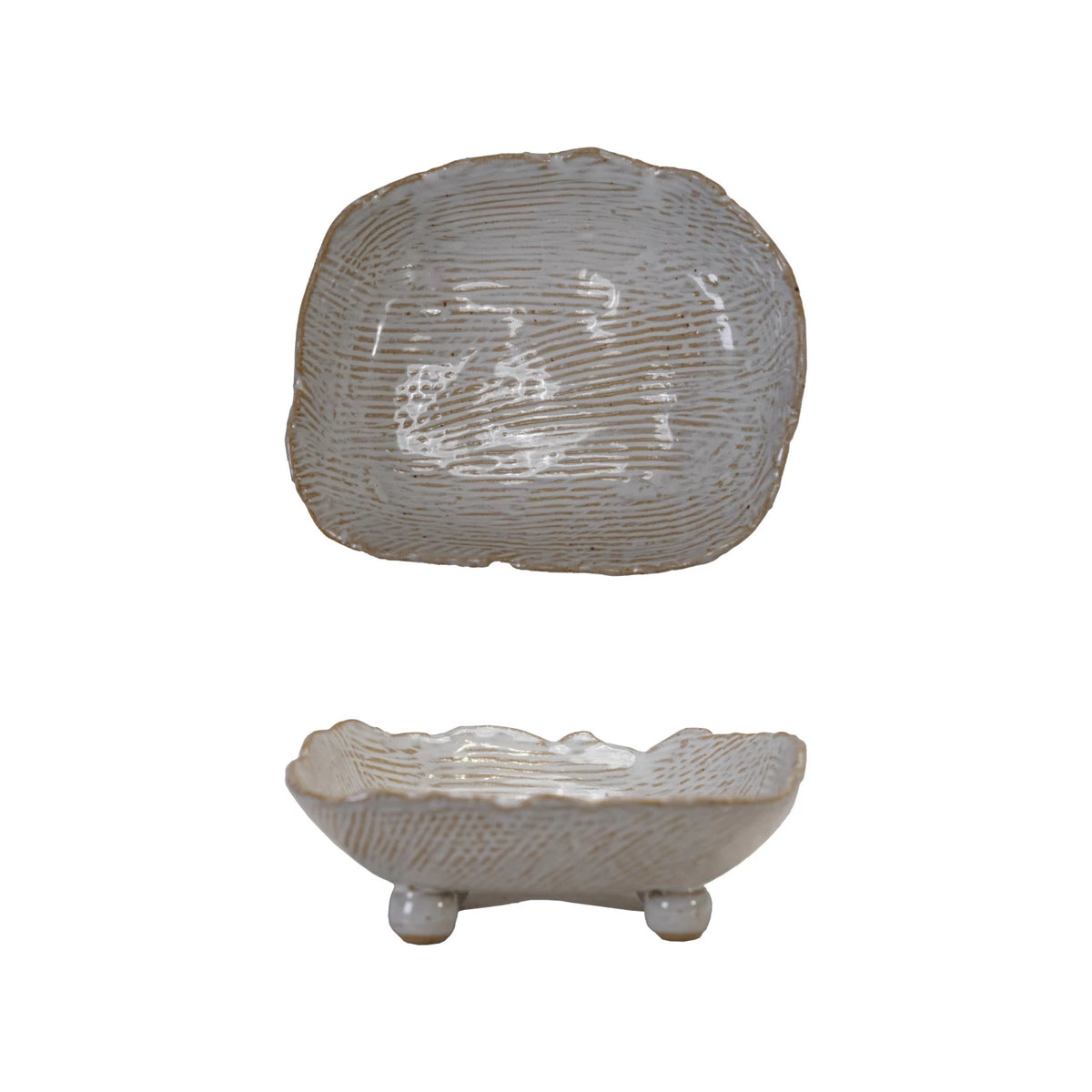 Stoneware Organic Shaped Footed Dish