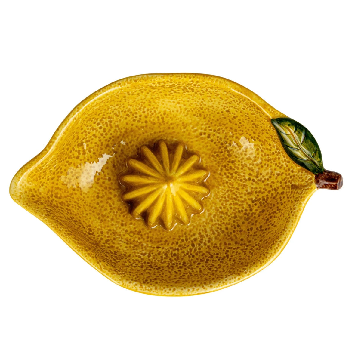 Hand-Painted Stoneware Lemon Shaped Juicer, Yellow