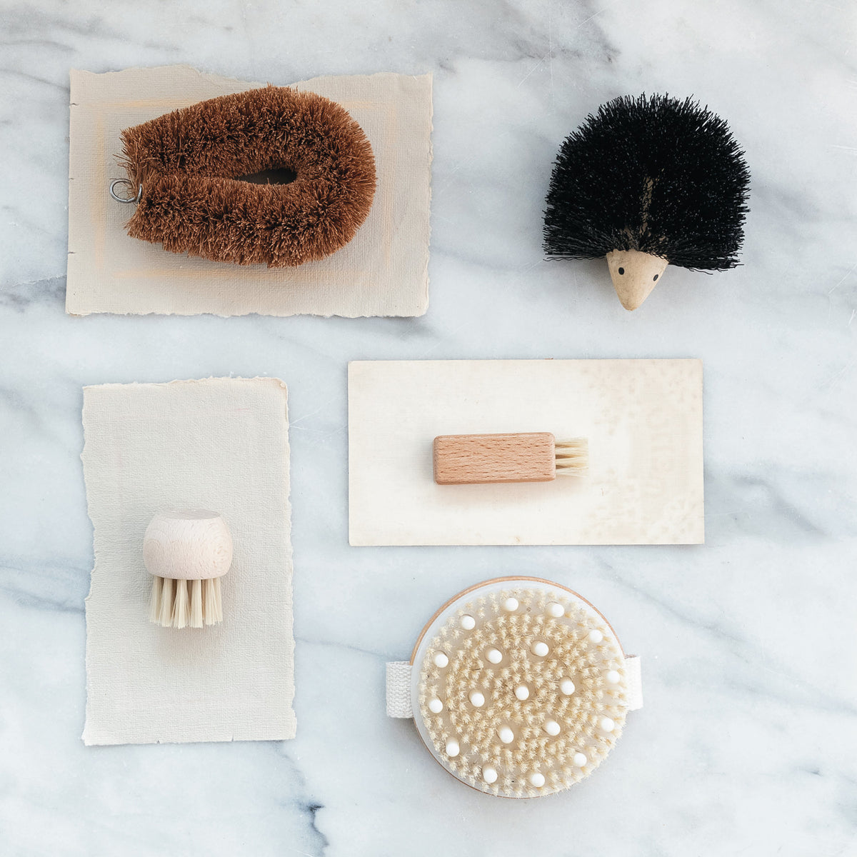 Cherry Wood Body Brush w/ Handle, Natural