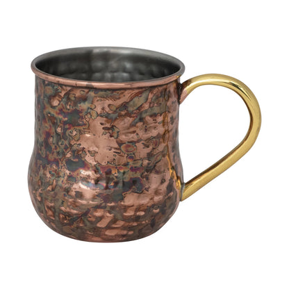 Hammered Stainless Steel Mule Mug w/ Brass Handle | 16 oz