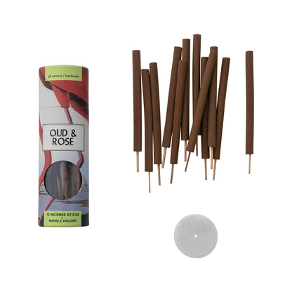 Scented Thick Incense Sticks with Marble Incense Holder