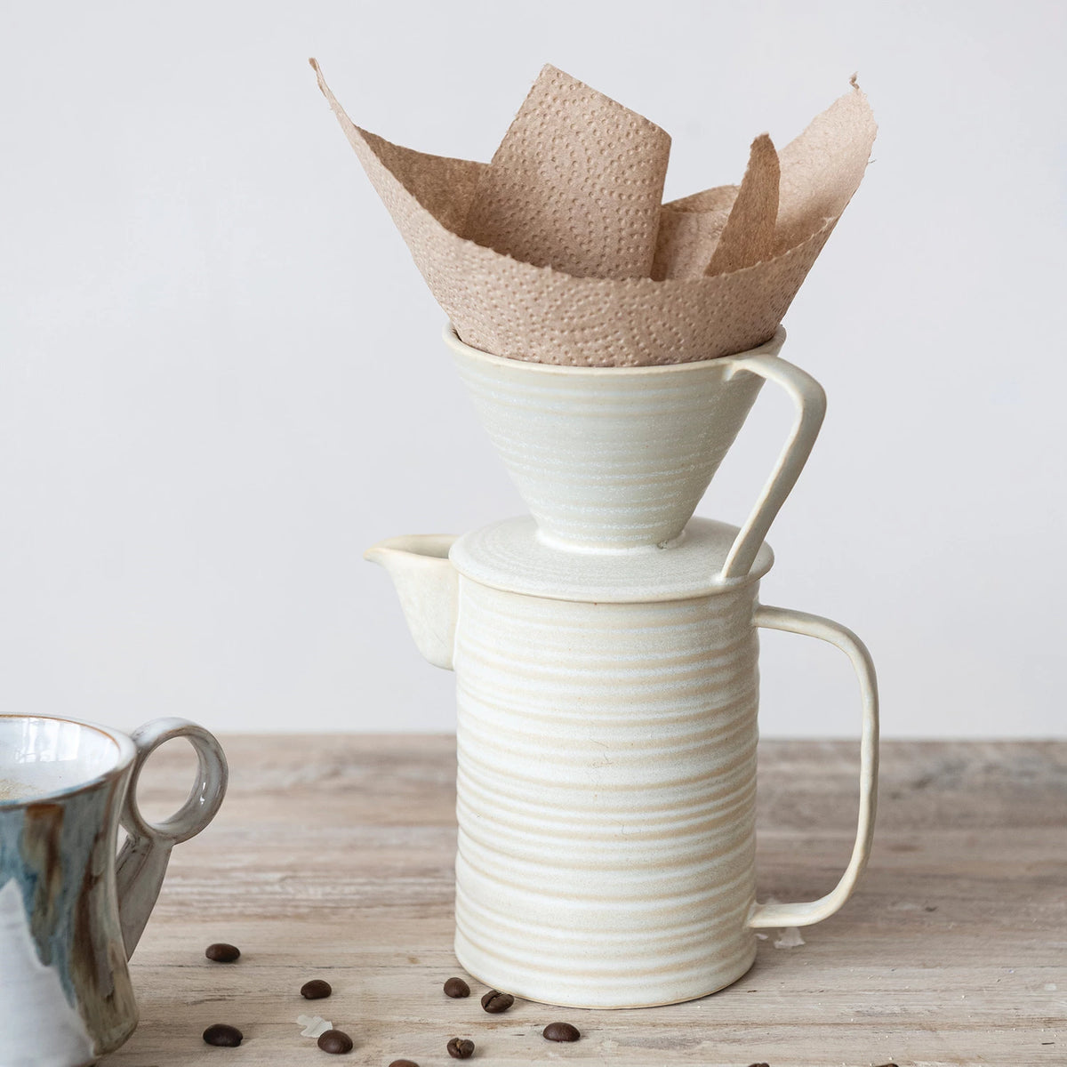 Pour Over Coffee with Pot & Stripes Inside |24 oz.
