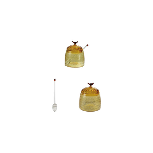 Glass Honey Jar with Bee Finial